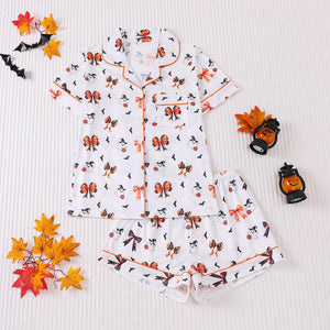 Halloween Ghost & Pumpkin Women's Pajama Set — Short Sleeve Top & Shorts by The Mississippi Mermaid Mercantile - view 19