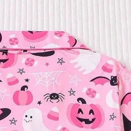 Halloween Ghost & Pumpkin Women's Pajama Set — Short Sleeve Top & Shorts by The Mississippi Mermaid Mercantile