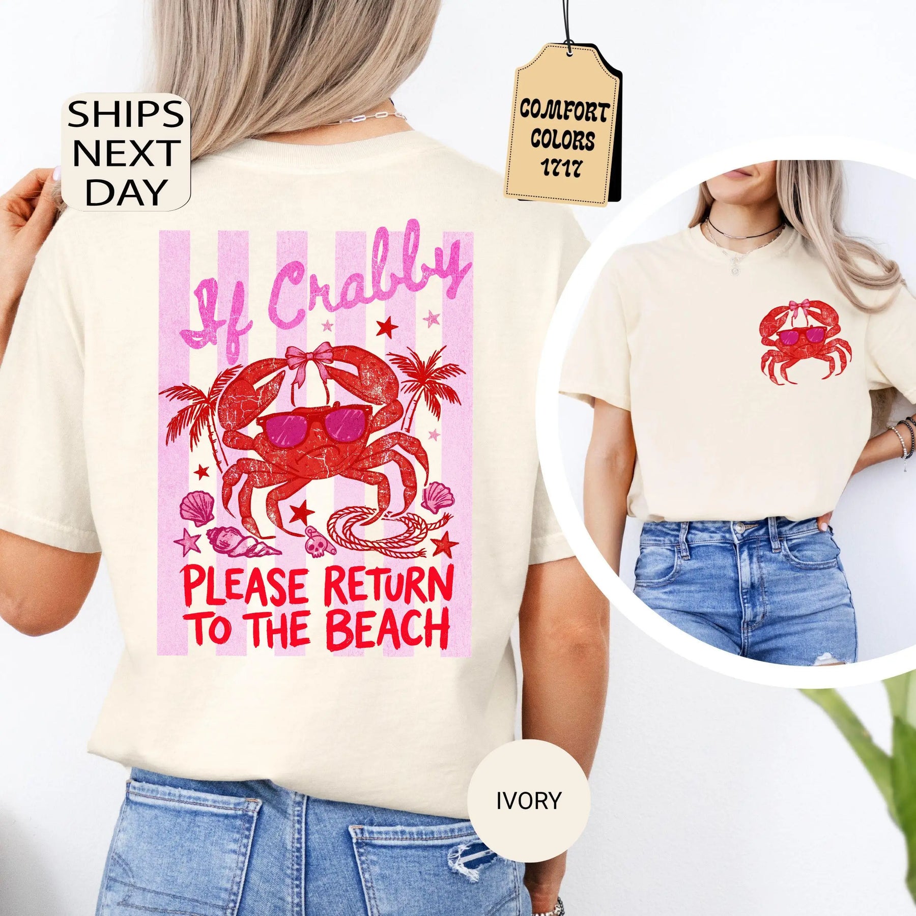If Crabby, Please Return to the Beach — Funny Crab Graphic Tee by The Mississippi Mermaid Mercantile - view 2
