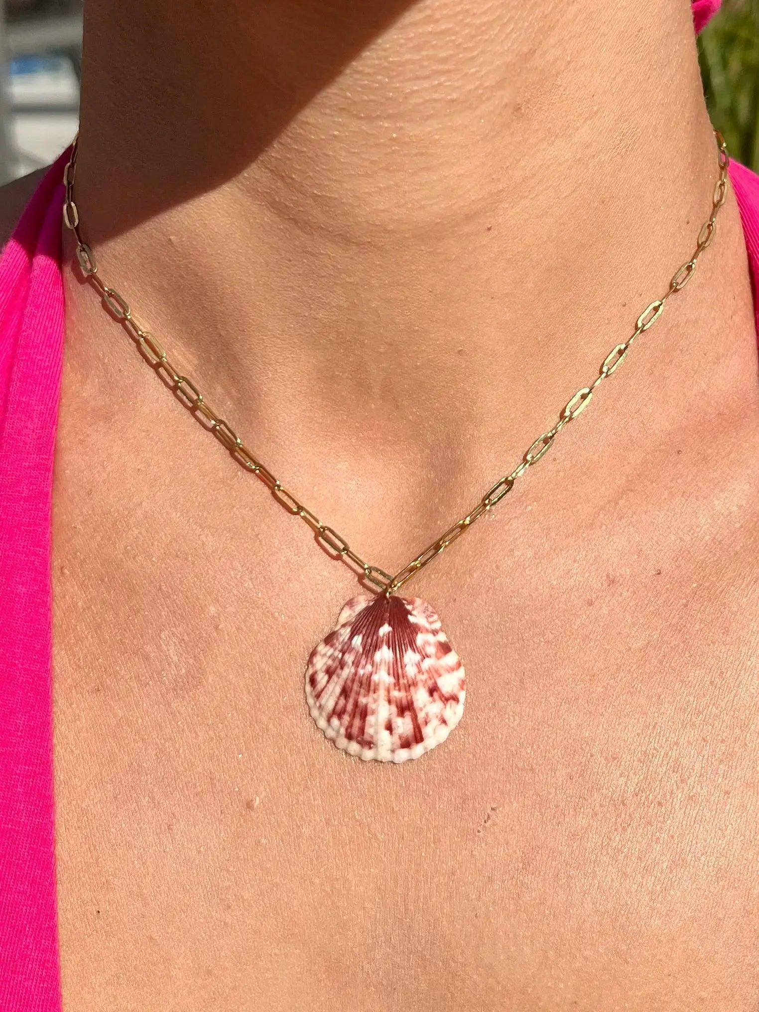 Scallop Paperclip Necklace by HALT, handmade jewelry detail photo 4