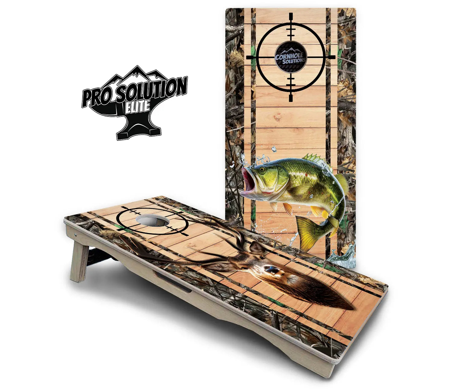 Scope Deer & Fish Plank Cornhole Boards - Pro Solution Elite Series by Cornhole Solutions, custom cornhole board detail photo 12