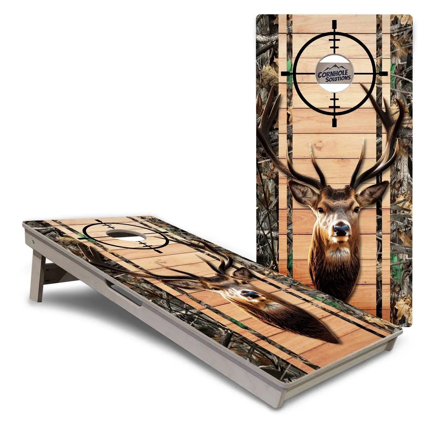 Scope Deer & Fish Plank Cornhole Boards - Professional Tournament Series by Cornhole Solutions, custom cornhole board detail photo 2