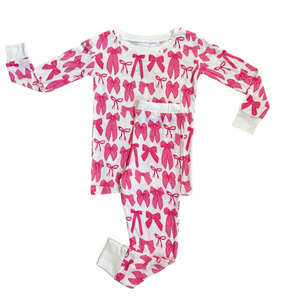 Hot Pink Bow | Two-Piece Pajama Set by Boosh Baby image 3