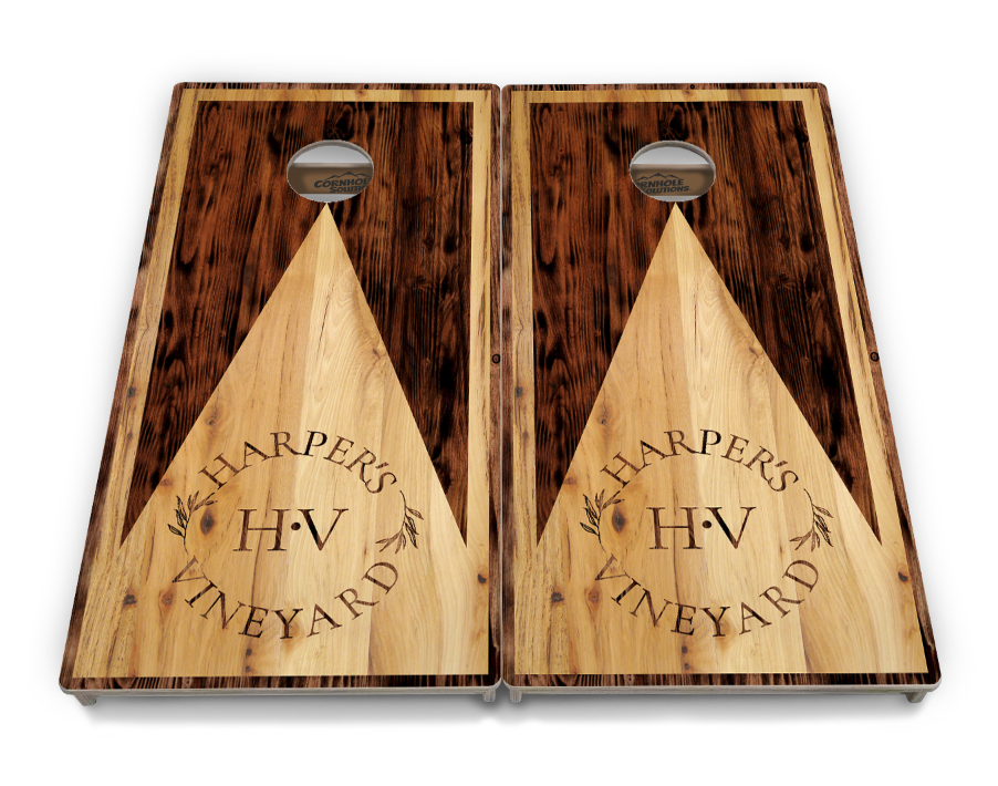 Complete Tournament Cornhole Bundle - Boards, Bags & Carrying Case - Custom Wood Triangle Logo