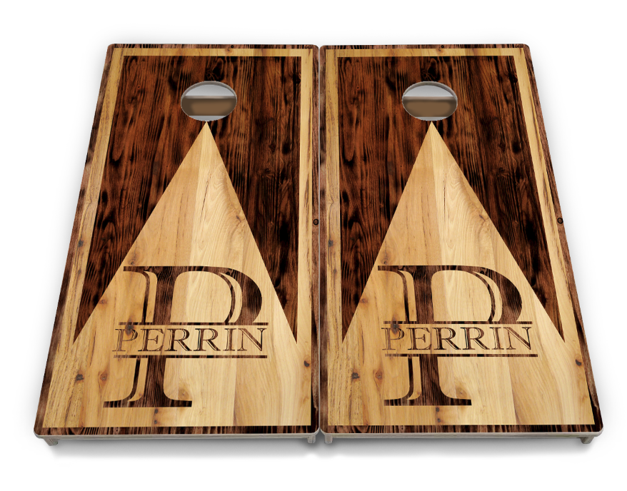 Complete Tournament Cornhole Bundle - Boards, Bags & Carrying Case - Custom Wood Triangle Logo