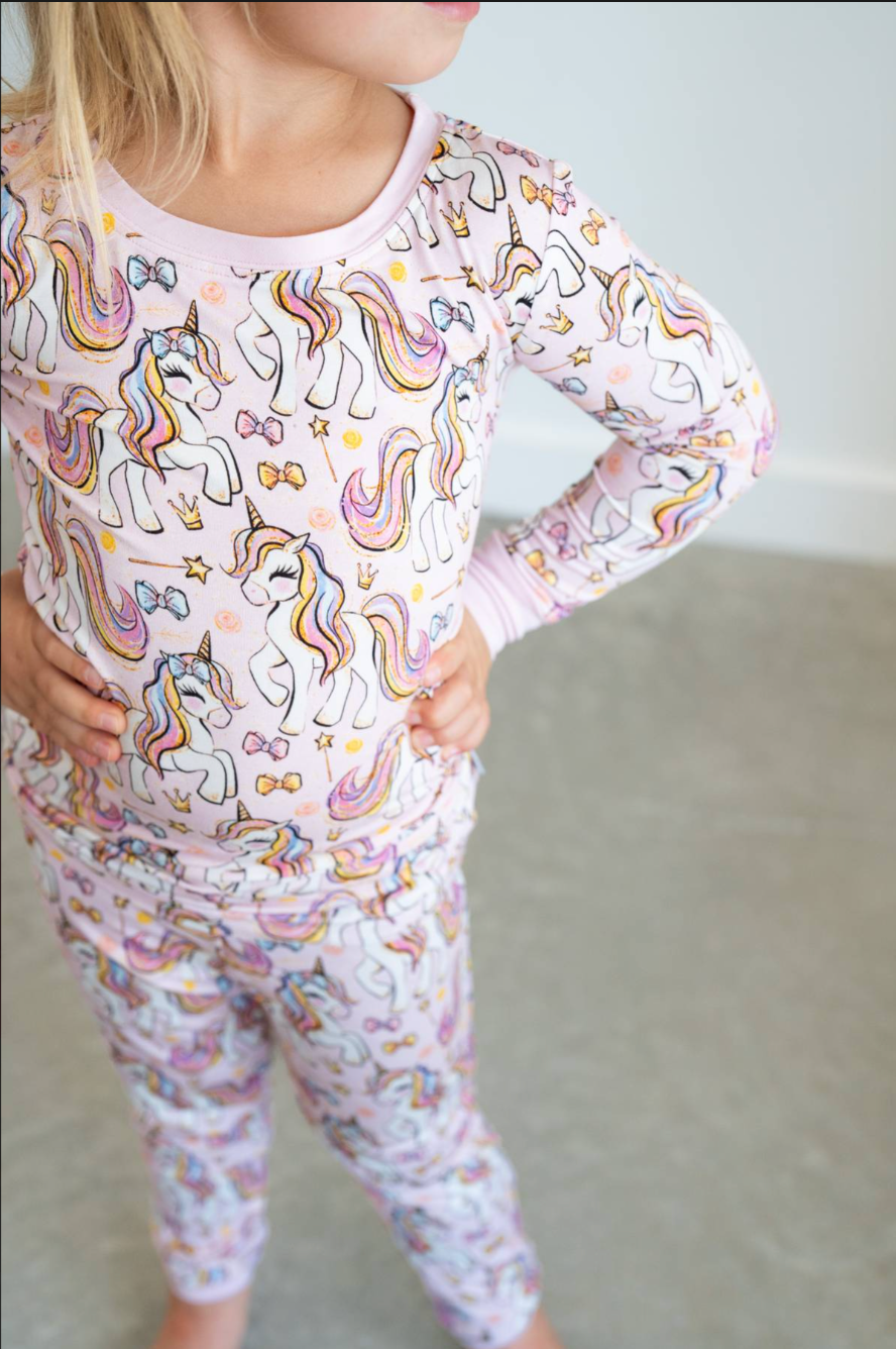 Pink Unicorn | Two-Piece Bamboo Pajama Set by Boosh Baby image 3