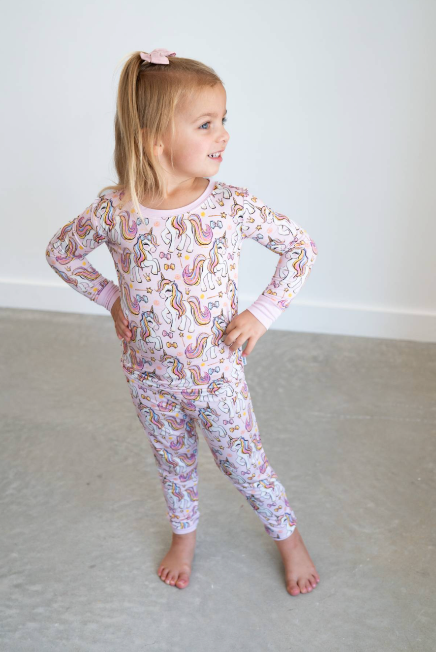 Pink Unicorn | Two-Piece Bamboo Pajama Set by Boosh Baby image 2