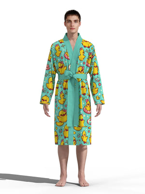 Swimming Duck 3D Print Bathrobe — Quick-Dry Casual Lounge Robe by The Mississippi Mermaid Mercantile - view 2