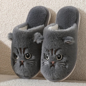 Cute Plush Cat Slippers Winter Warm Cozy Indoor House Shoes Soft EVA Sole Non-Slip Design by The Mississippi Mermaid