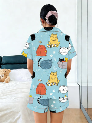 Cuddly Cat Print  Pajamas by The Mississippi Mermaid Mercantile - view 4