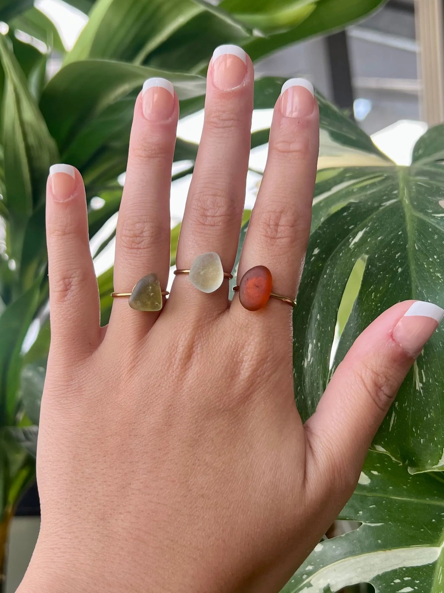 Sea Glass Rings - Gold by HALT, handmade jewelry main product photo