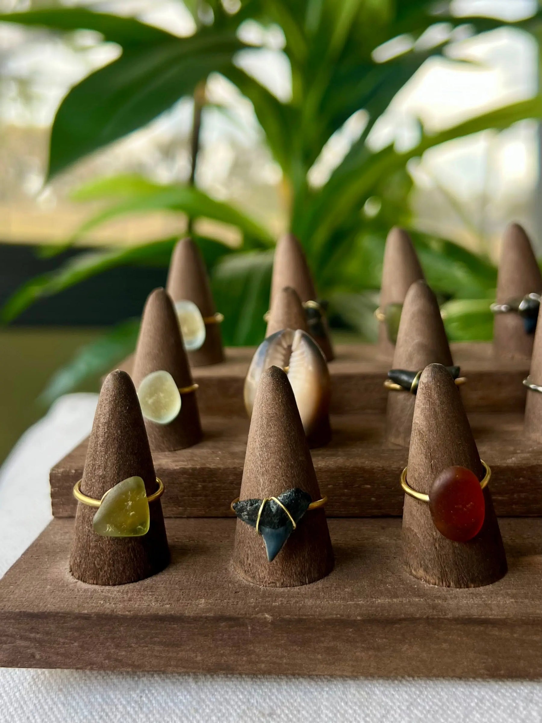 Sea Glass Rings - Gold by HALT, handmade jewelry detail photo 4