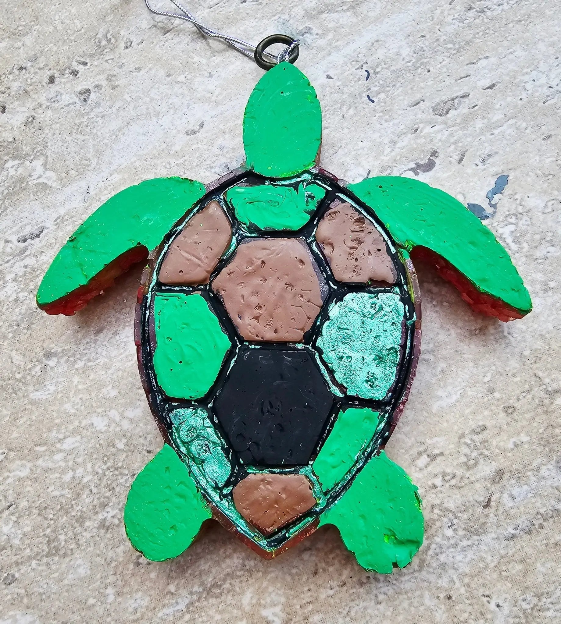 Sea Turtle Car Freshie: Handmade Aroma Beads, Ocean Colors, Glitter