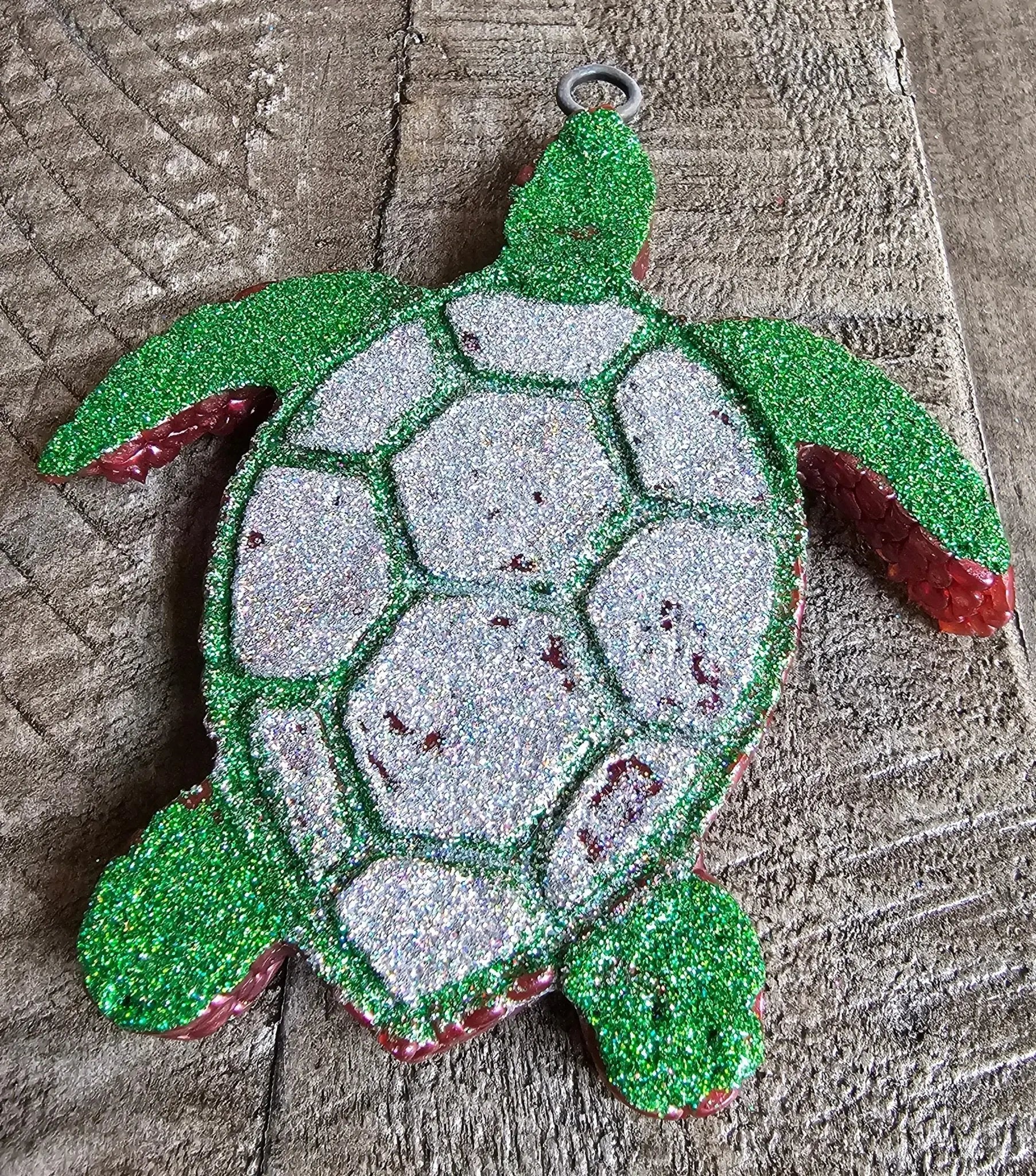 Glittery Sea Turtle Car Freshie: Handmade Aroma Bead Air Freshener - Main Street Collective