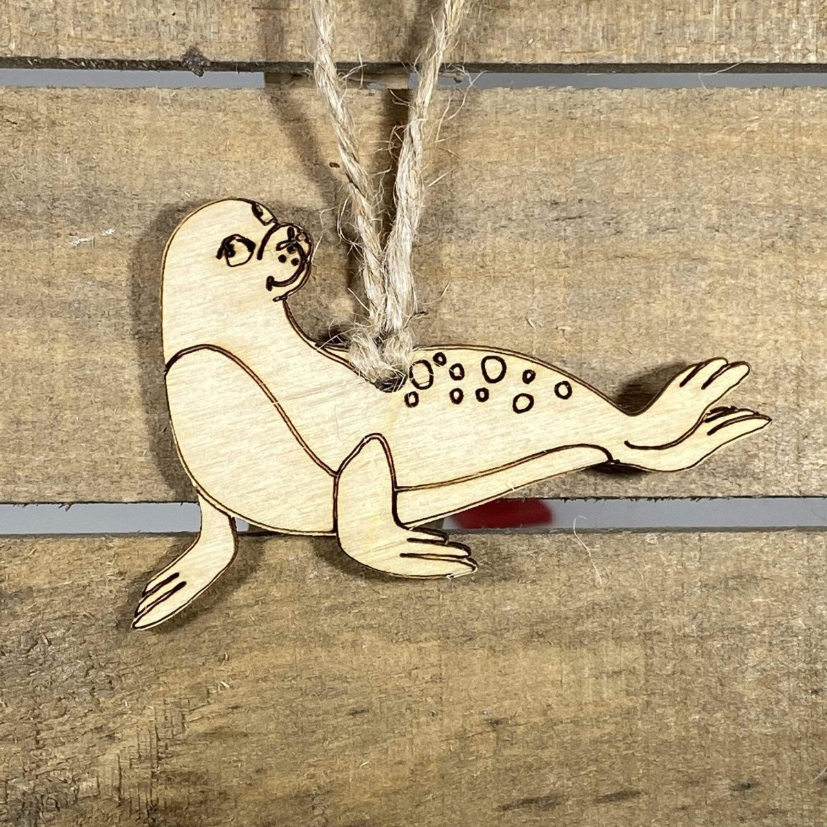 Sea Lion Wooden Christmas Ornament | Coastal Animal Holiday Decor