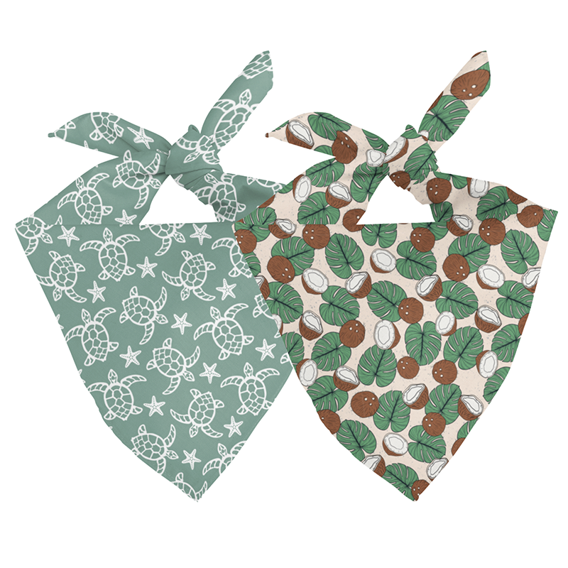Sea Turtles & Coconuts Reversible Dog Bandana