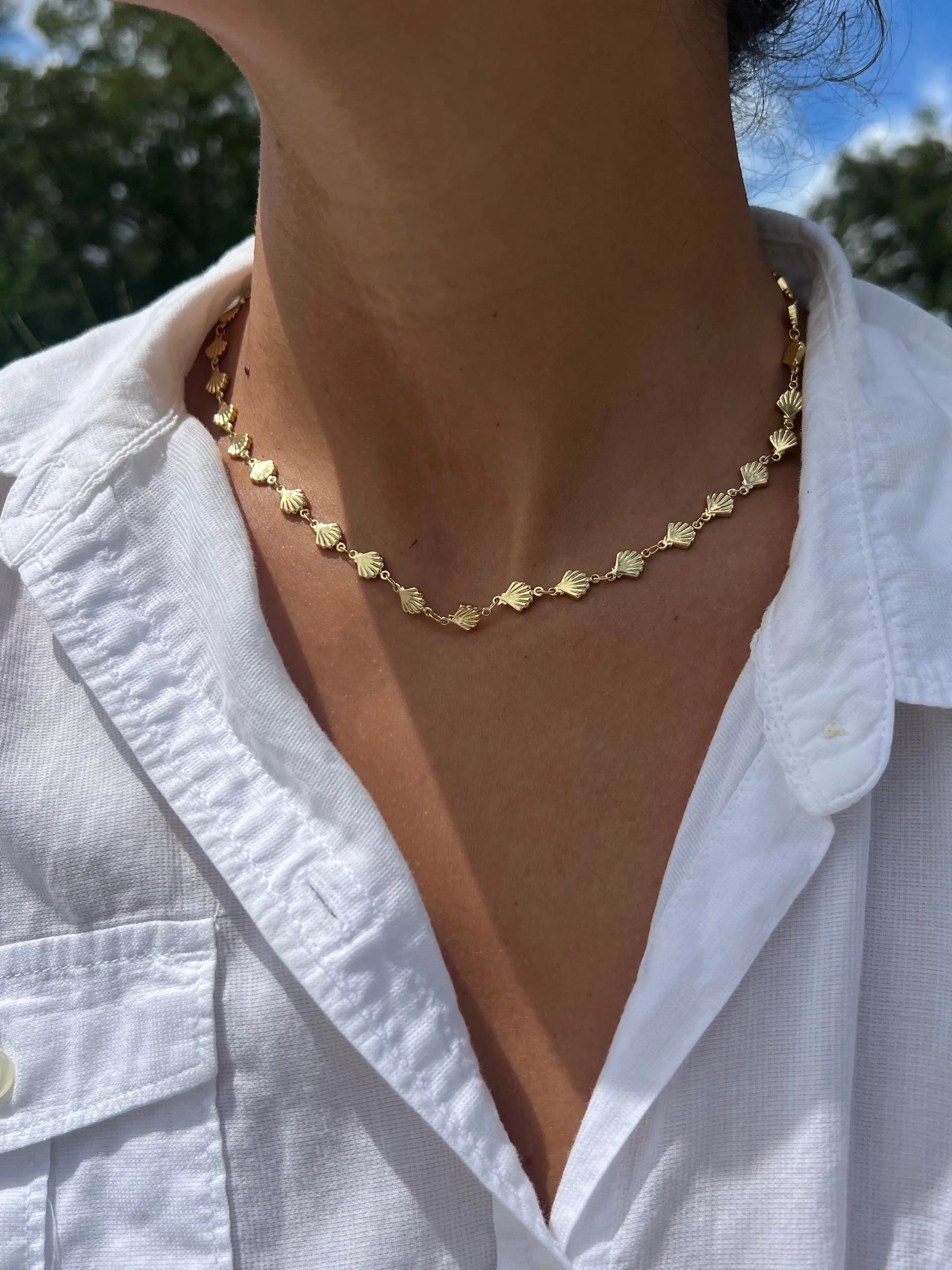 Seashell Stacking Chain by HALT, handmade necklace detail photo 3