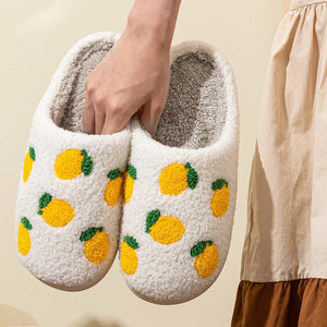 Lemon Embroidered Fuzzy Slippers by The Mississippi Mermaid Mercantile - view 6