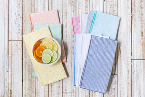 Seersucker Cloth Napkins - Vibrant, Easy-Care - set of eight Dot and Army