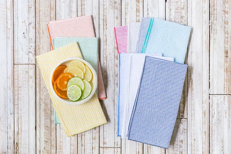 Seersucker Cloth Napkins - Vibrant, Easy-Care - set of eight Dot and Army