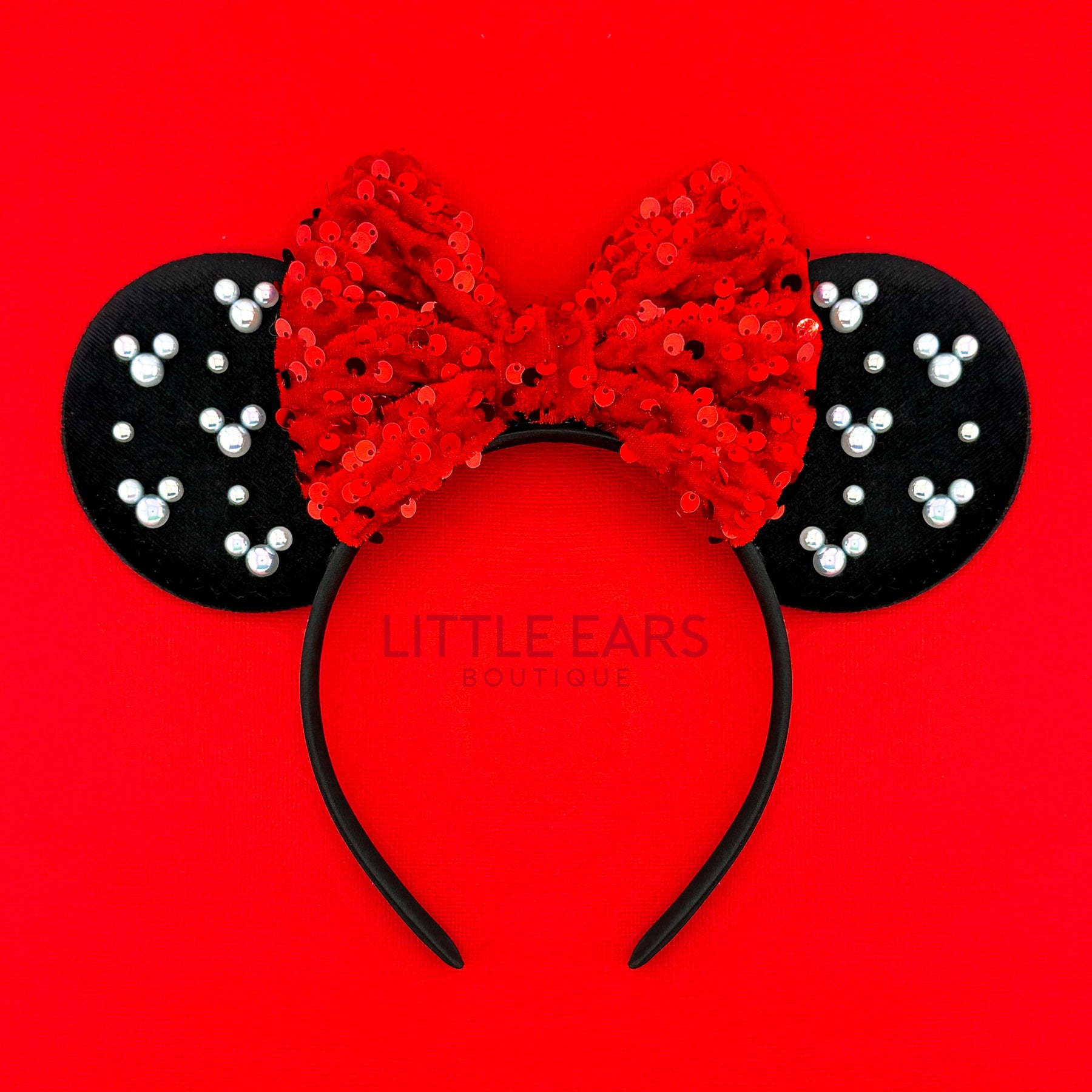 Black Velvet Christmas Ears by Little Ears Boutique, handmade jewelry main product photo