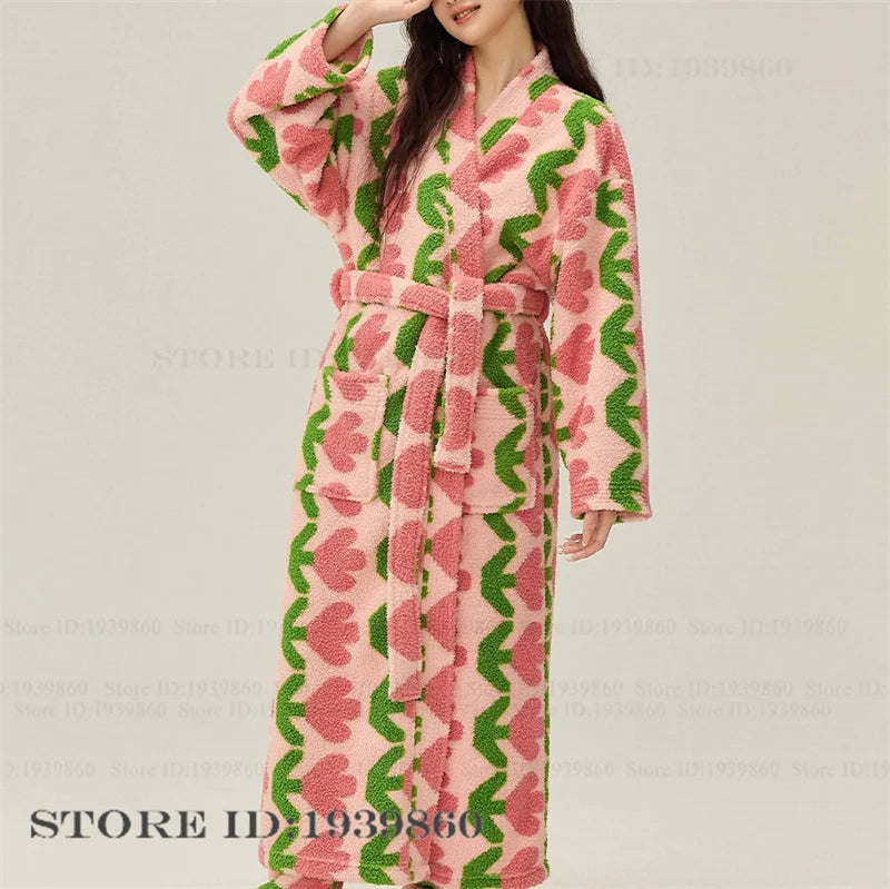 Thick Coral Fleece Kimono Robe — Pink by The Mississippi Mermaid Mercantile