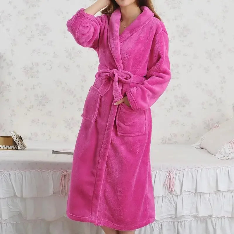 Fluffy Coral Fleece Kimono Robe by The Mississippi Mermaid Mercantile - view 16