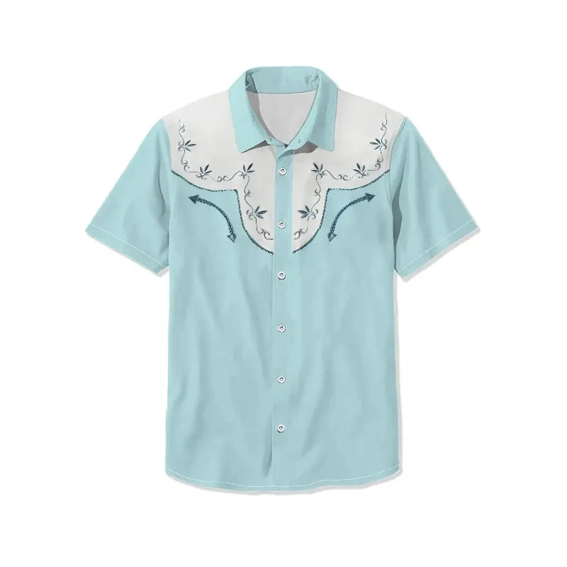 Retro Western Cactus Print Men's Shirt — Camp Collar Button-Down by The Mississippi Mermaid Mercantile - view 3