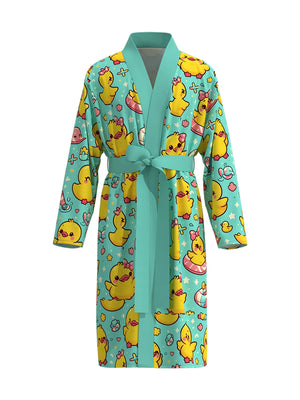 Swimming Duck 3D Print Bathrobe — Quick-Dry Casual Lounge Robe by The Mississippi Mermaid Mercantile