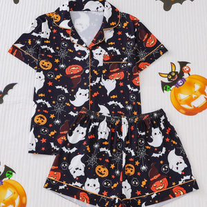 Halloween Ghost & Pumpkin Women's Pajama Set — Short Sleeve Top & Shorts by The Mississippi Mermaid Mercantile - view 21