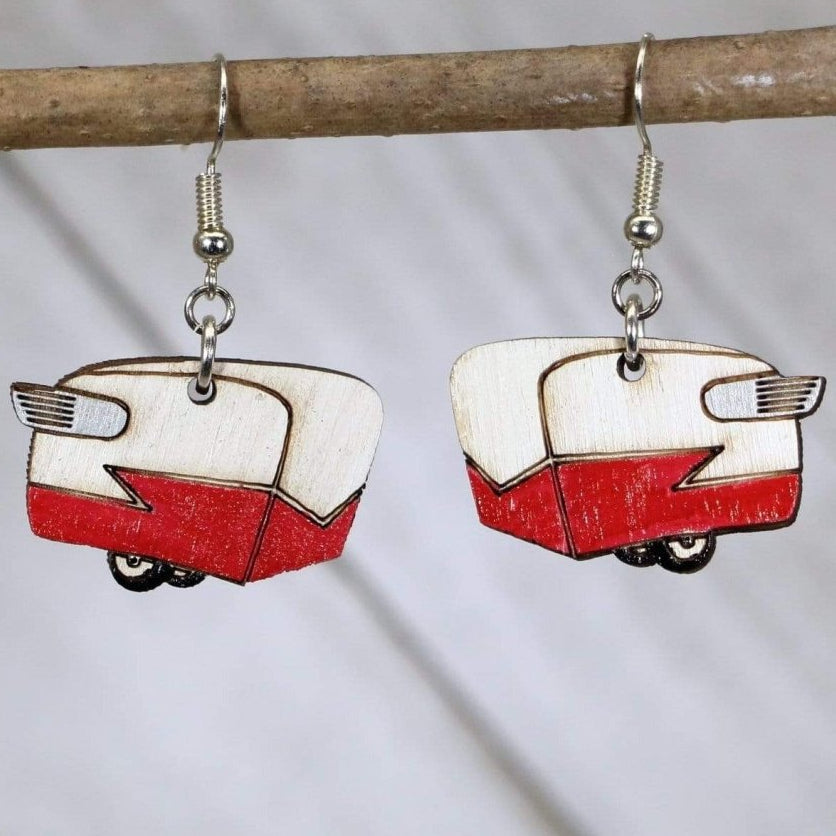 Shasta Camper Wooden Earrings | Retro Travel Trailer Jewelry