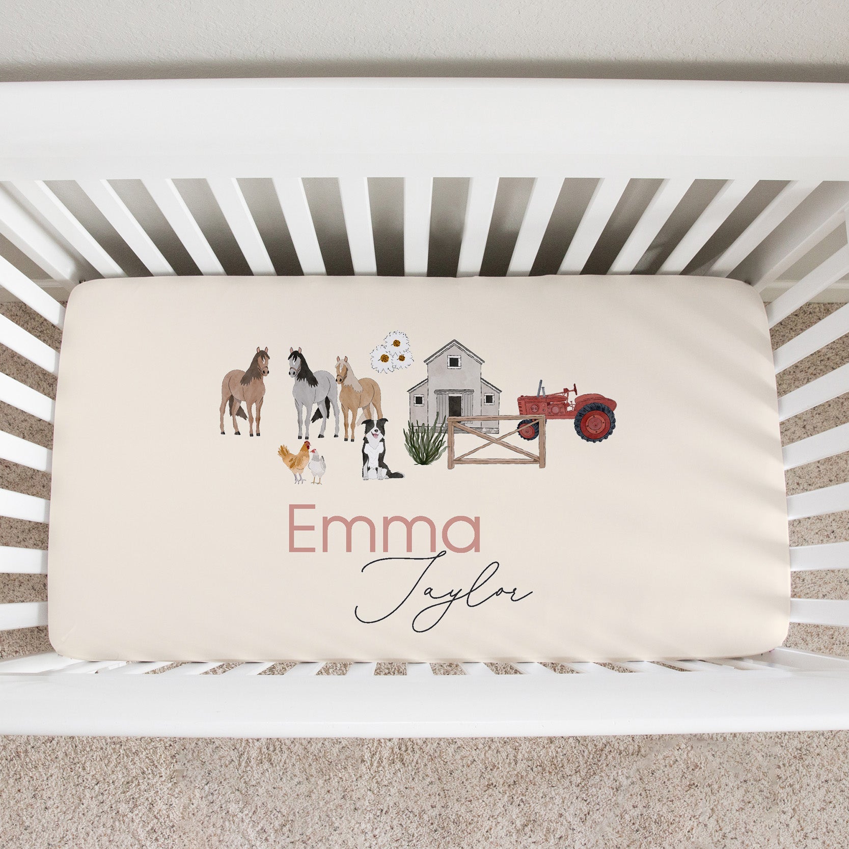 Friendly Farm Personalized Crib Sheet by AGreatBaby — view 2 of 2