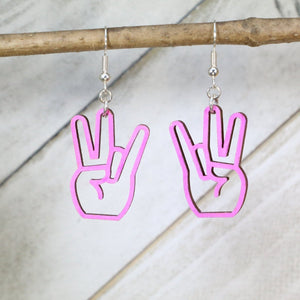 Shocker Hand Wooden Dangle Earrings | Funny Adult Jewelry detail view by Cate's Concepts, LLC