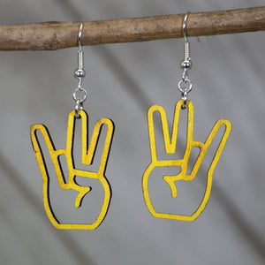 Shocker Hand Wooden Dangle Earrings | Funny Adult Jewelry detail view by Cate's Concepts, LLC