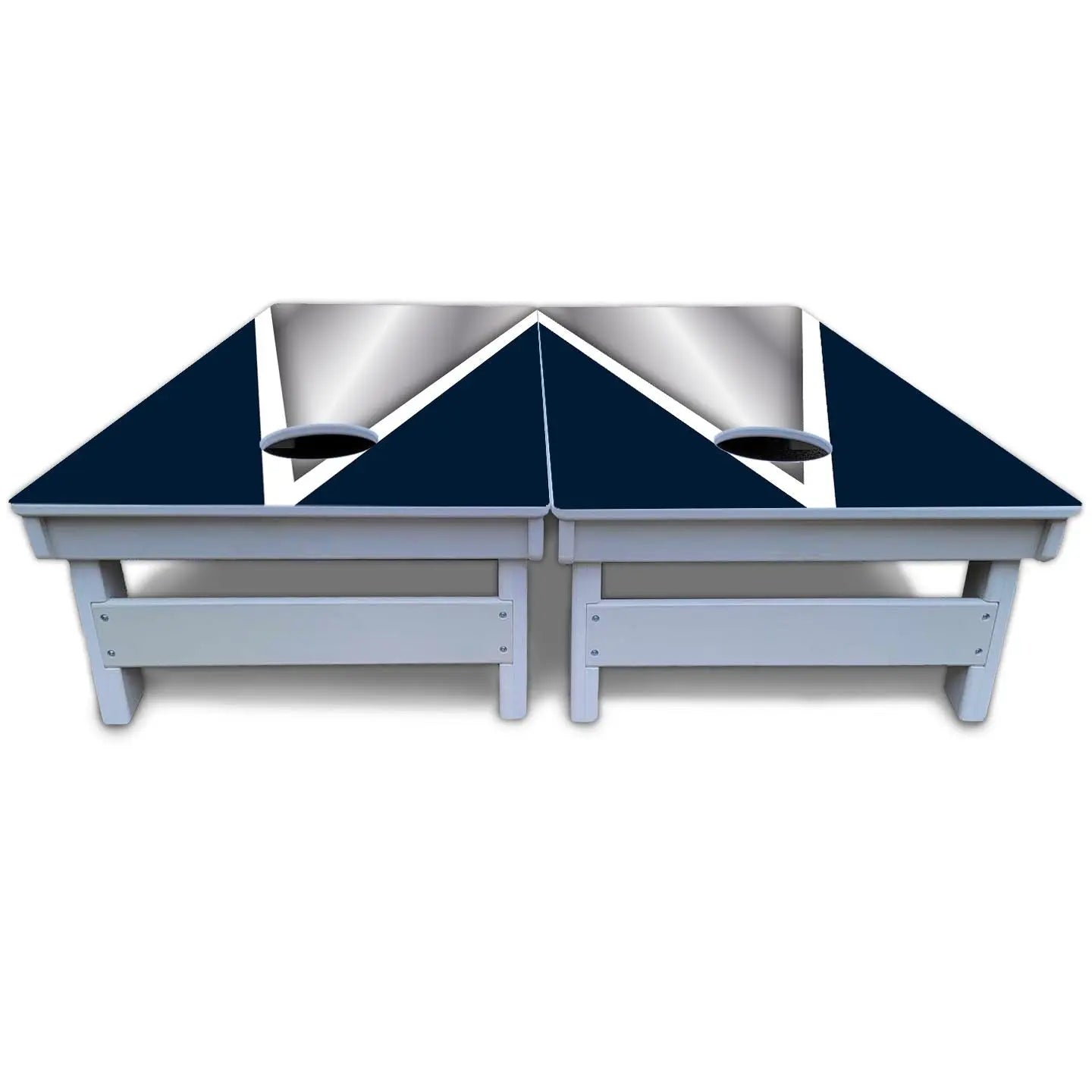 Silver/Blue Triangle Cornhole Boards - All Weather Series by Cornhole Solutions, custom cornhole board detail photo 6