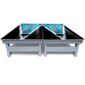 Sky Blue Triangle Cornhole Boards - All Weather Series by Cornhole Solutions, custom cornhole board detail photo 5