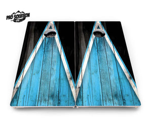 Sky Blue Triangle Cornhole Boards - Pro Solution Lite Series by Cornhole Solutions, custom cornhole board detail photo 4