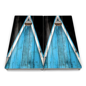 Sky Blue Triangle Cornhole Boards - Professional Tournament Series by Cornhole Solutions, custom cornhole board detail photo 2