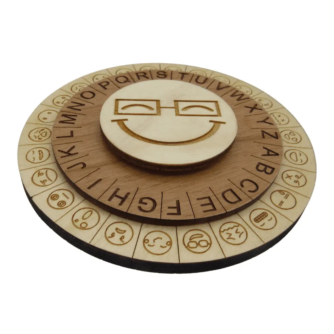 Smiley Face Cipher Wheel - Escape Room Prop and Decoder Disk by Creative Escape Rooms, Southern lifestyle apparel main product photo