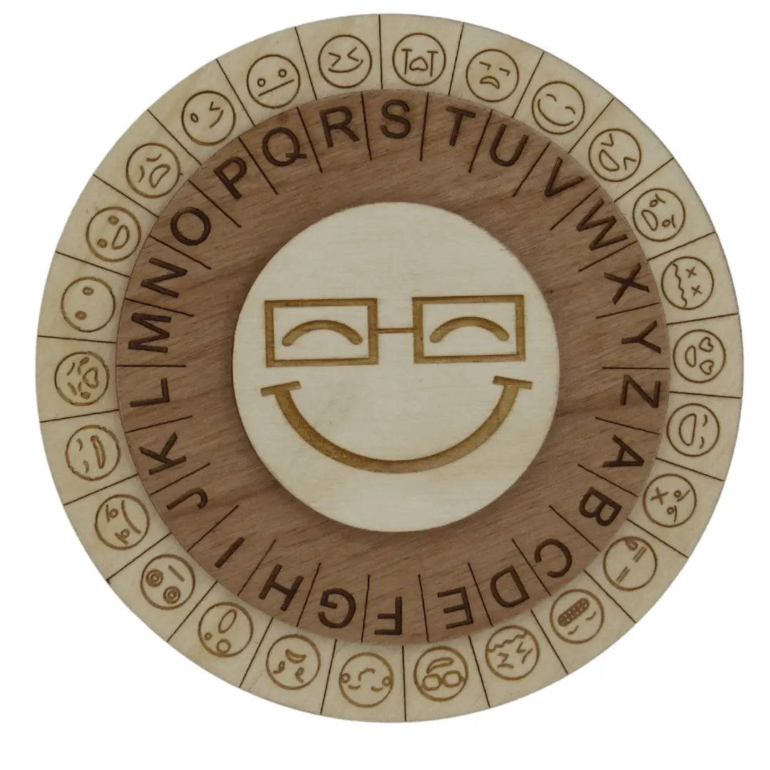 Smiley Face Cipher Wheel - Escape Room Prop and Decoder Disk by Creative Escape Rooms, Southern lifestyle apparel detail photo 3