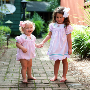Smocked Christmas Bubble* by Seven Lantern Lane, children's boutique clothing detail photo 6