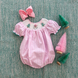 Smocked Christmas Bubble* by Seven Lantern Lane, children's boutique clothing detail photo 9
