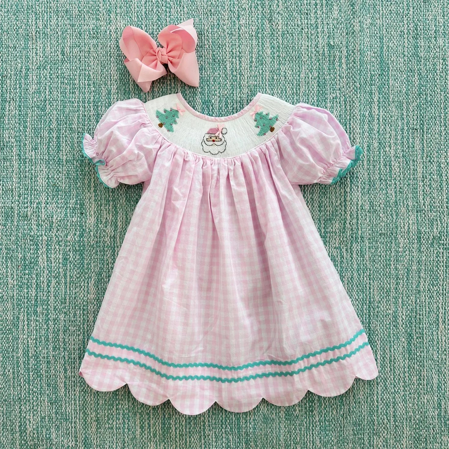 Smocked Christmas Dress by Seven Lantern Lane, Southern lifestyle apparel detail photo 7