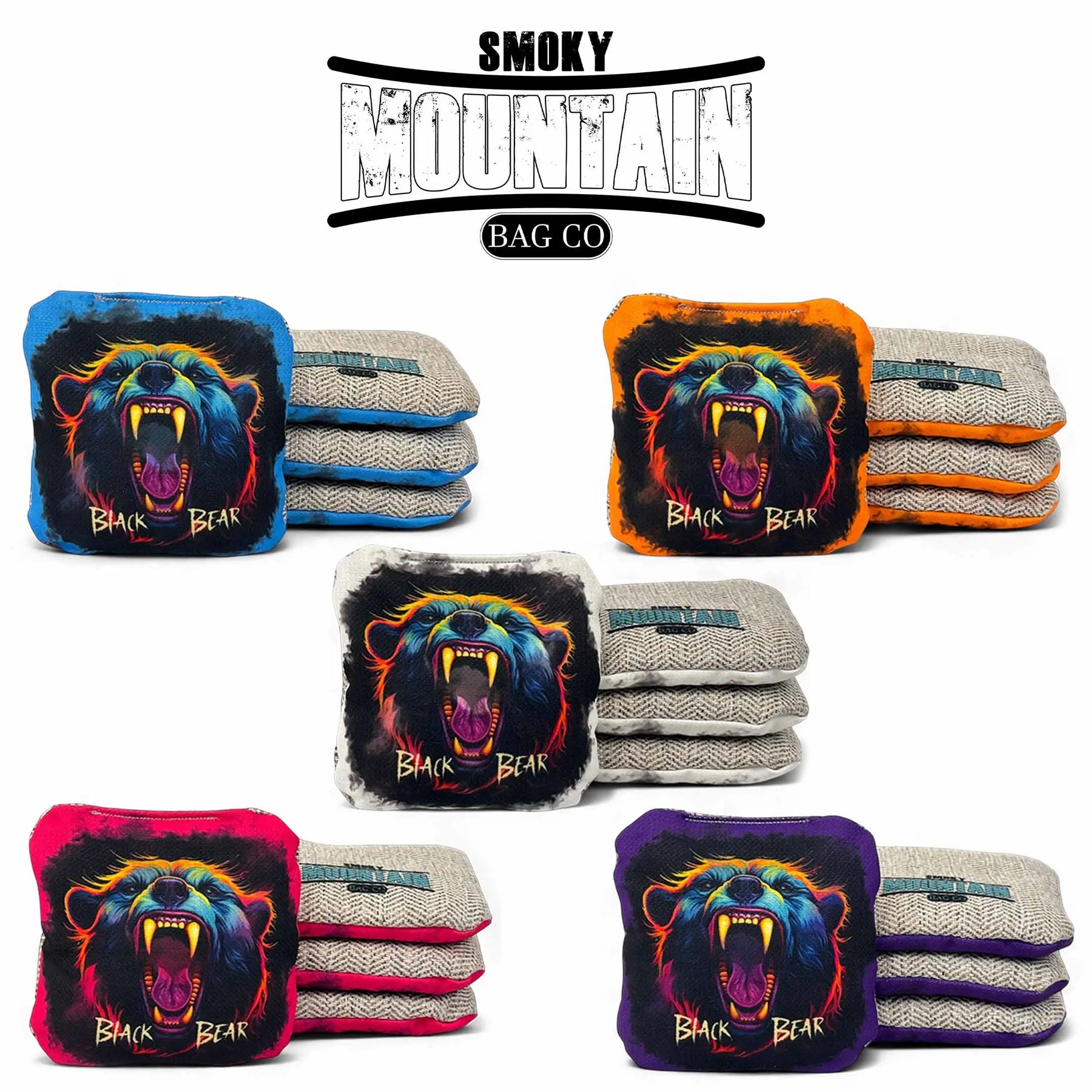 Smoky Mountain Bag Co – PRO Cornhole Bags - Set of 4 - Black Bear Series by Cornhole Solutions, custom cornhole board main product photo