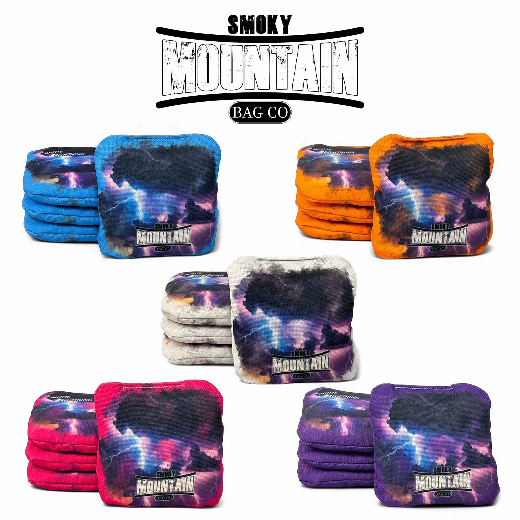 Smoky Mountain Bag Co – PRO Cornhole Bags - Set of 4 - White Lightning Series Cornhole Solutions