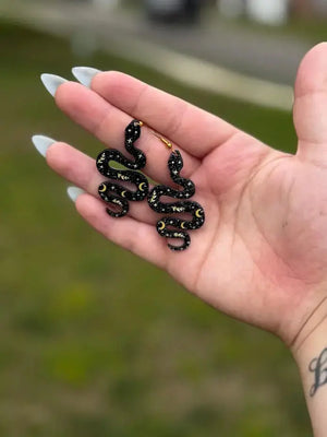 Snake Earrings | Witchy Fantasy Jewelry Gift by Mushroom Lady Co, handmade jewelry detail photo 2