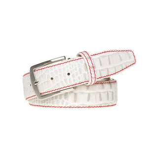 Snow Mock Croc Leather Belt by Roger Ximenez: Bespoke Belts and Leather Accessories, handmade leather goods detail photo 5