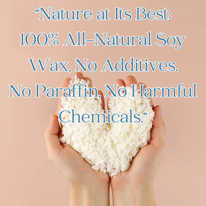 Soy wax flakes held in two hands, white color. Used for candle making.