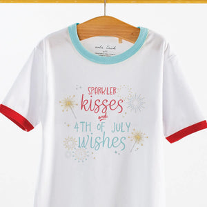 Sparkler Kisses and 4th of July Wishes Organic Cotton Tee by Nola Tawk, Southern lifestyle apparel detail photo 2