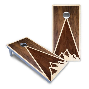 Stained Mountain Scene Cornhole Boards - All Weather Series by Cornhole Solutions, custom cornhole board detail photo 2
